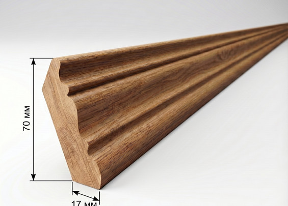 Плинтус широкий классический дубовый 70×17×3000 мм (сорт Экстра)