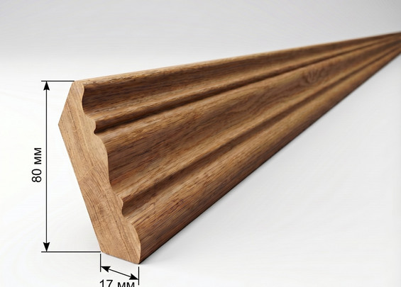 Плинтус классический широкий дубовый 90×17×3000 мм (сорт Экстра)