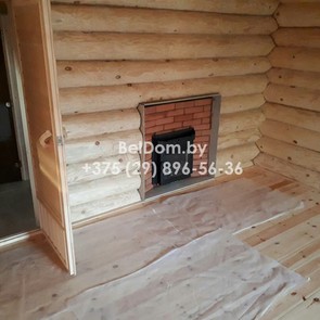 Шлифовка бревна ручной рубки, внутри дома, Гомель