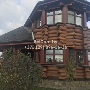 Отделка деревянного дома снаружи под ключ, шлифовка, теплый шов, покраска Столин