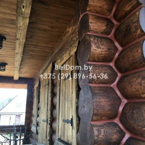 Шлифовка деревянного дома, покраска, теплый шов Корма
