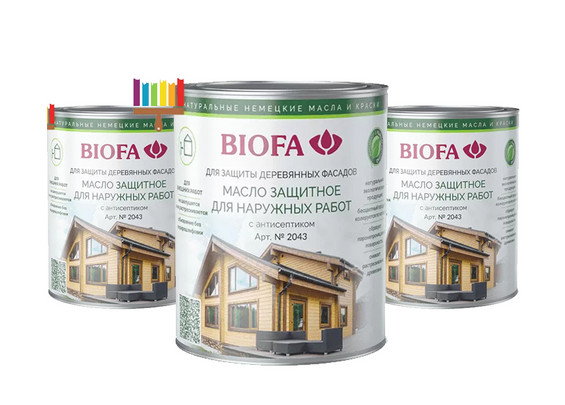 Масло Biofa 2043: защитное, для наружных работ, с антисептиком, Пепельно серый