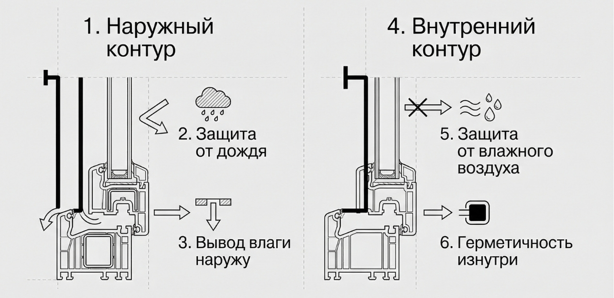 Схема внутреннего и наружного шва