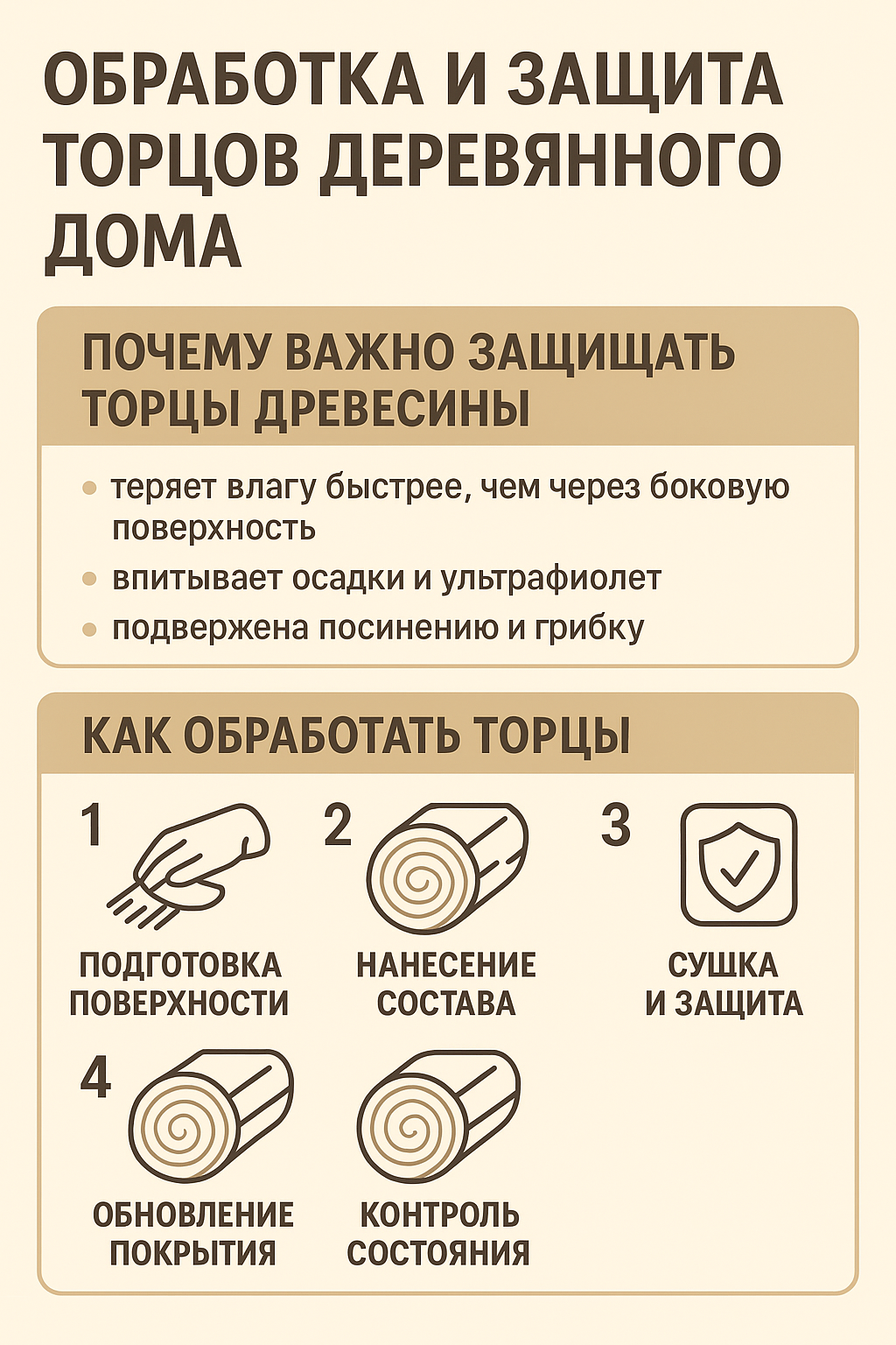 Инструкция по обработке и защите торцов дерева